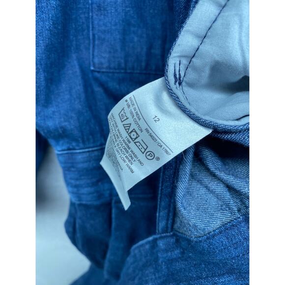 BANANA REPUBLIC Jumpsuit Womens 12 Denim Belted Coverall Cotton Blue - Picture 7 of 16